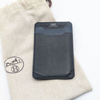 Hermes City Veau Epsom Black Navy Card Case Business Holder