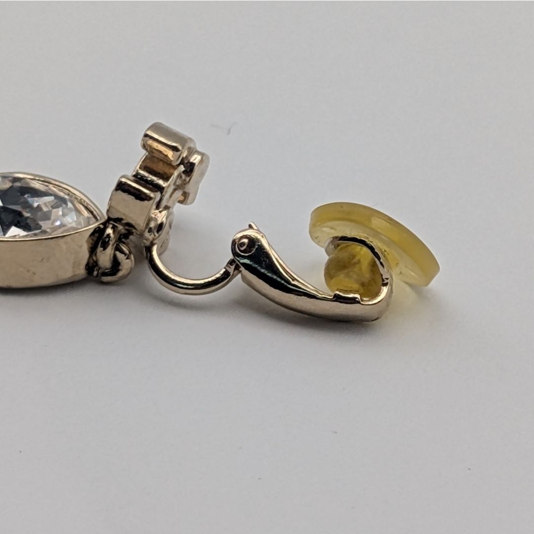 Chanel Earrings CC Logo Rhinestone Drop Swing Gold Recent — view 4