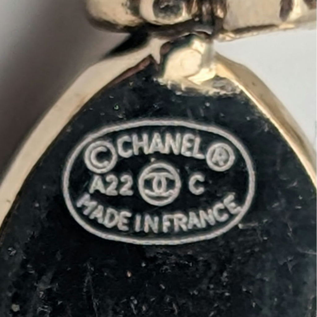 Chanel Earrings CC Logo Rhinestone Drop Swing Gold Recent — view 5