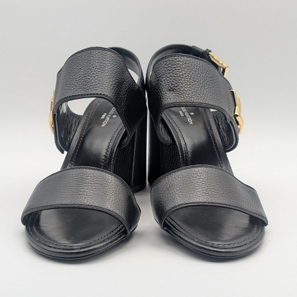 Louis Vuitton Horizon Line Black Leather Sandals — view 4