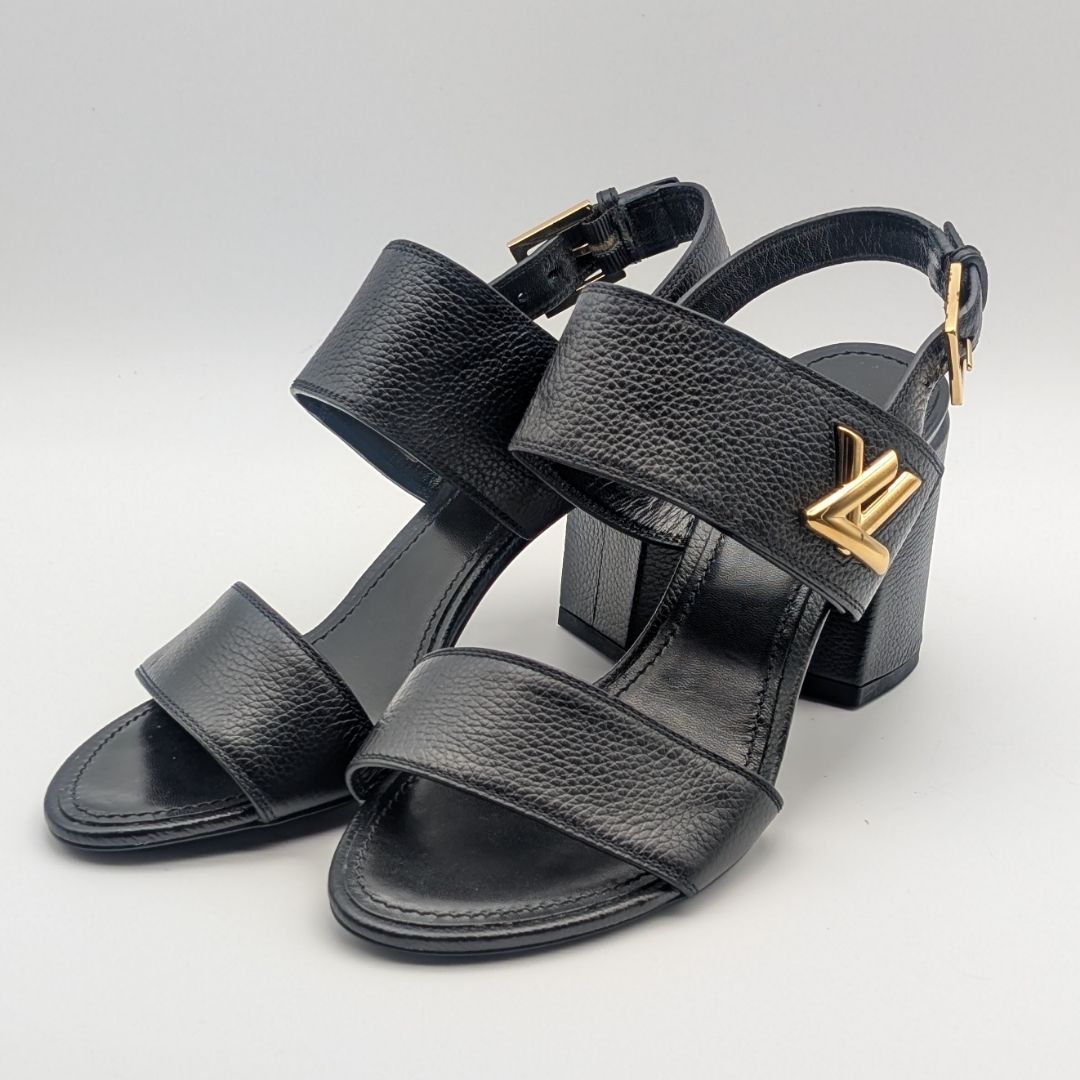 Louis Vuitton Horizon Line Black Leather Sandals