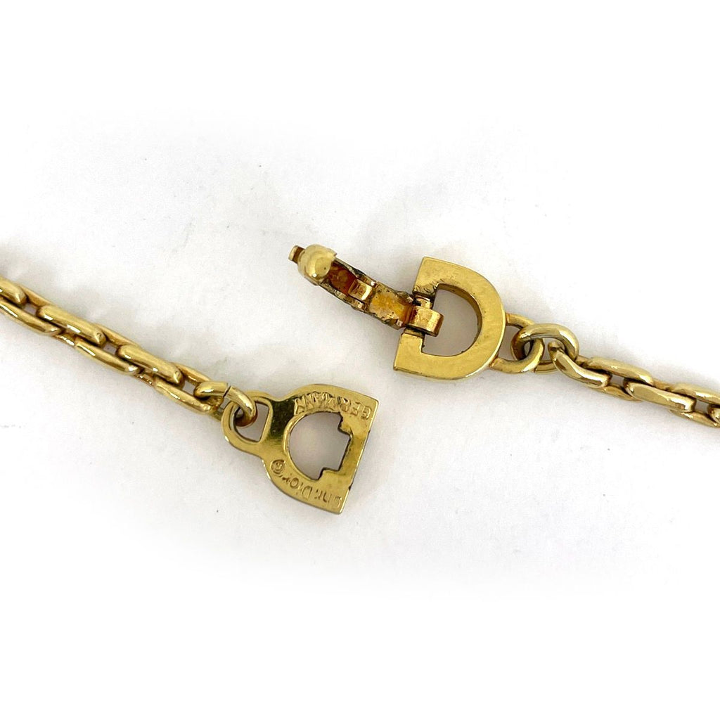 Dior Logo Necklace Gold Plated White — view 3