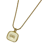 Dior Logo Necklace Gold Plated White
