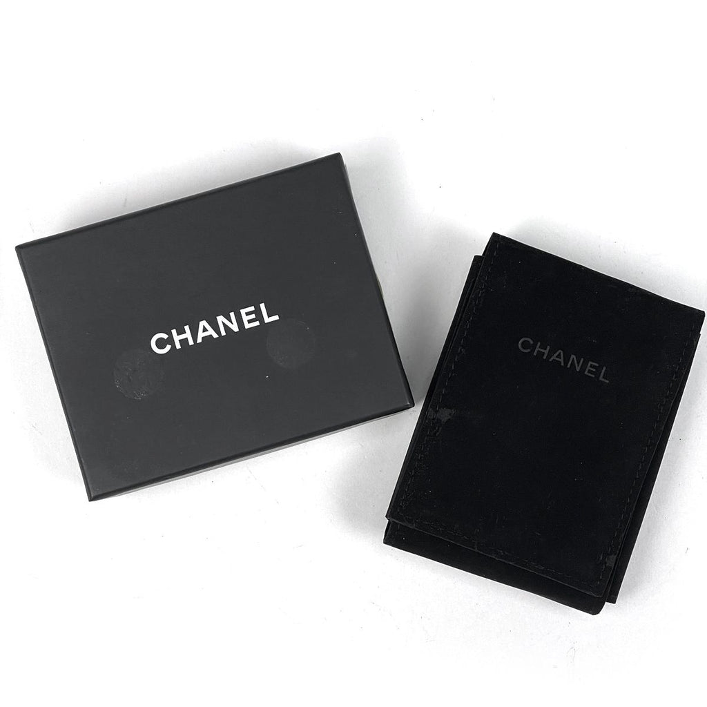 Chanel CC Logo Rhinestone Necklace Star Shooting Silver Plated Black — view 6