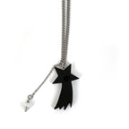 Chanel CC Logo Rhinestone Necklace Star Shooting Silver Plated Black — view 2