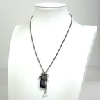 Chanel CC Logo Rhinestone Necklace Star Shooting Silver Plated Black — view 5