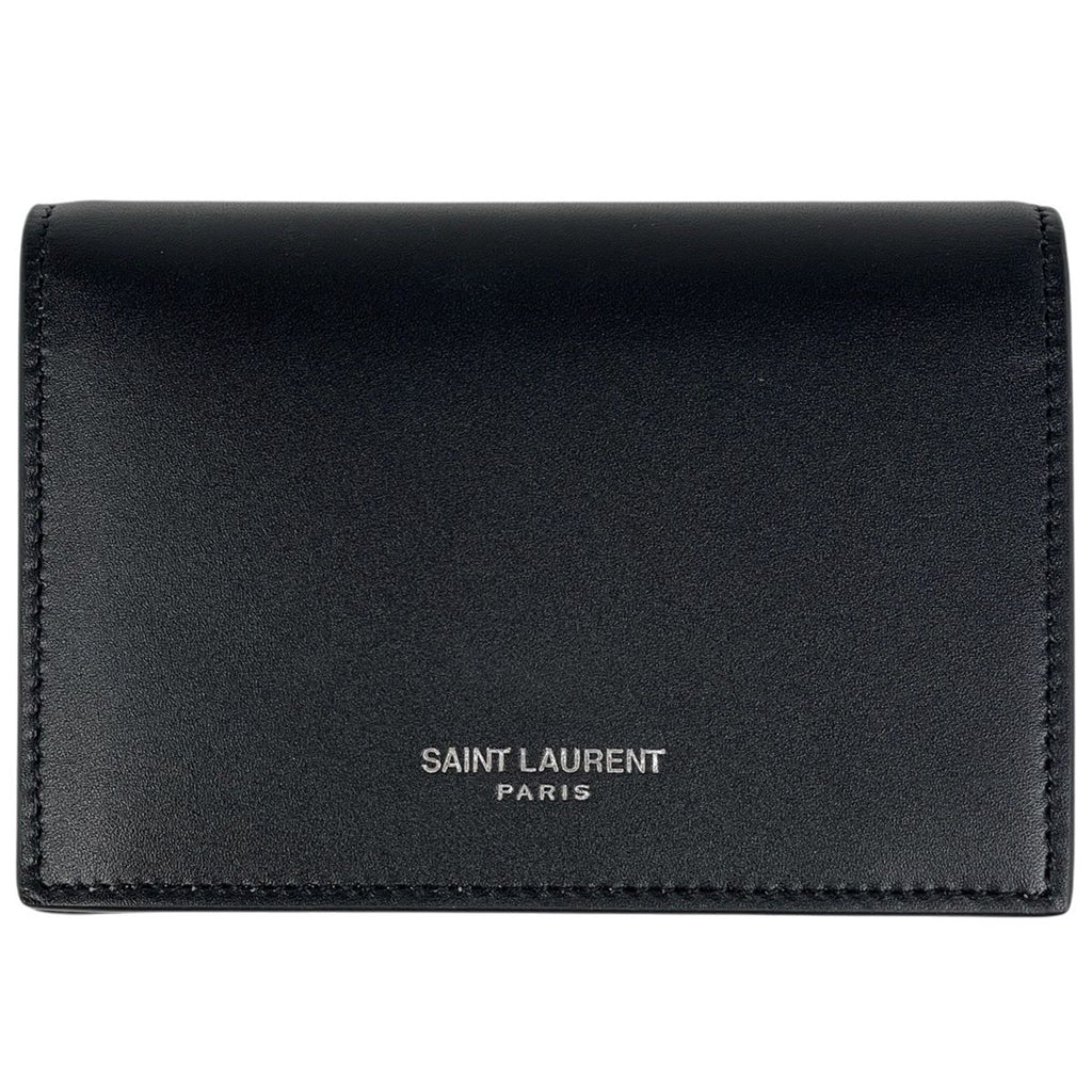 Saint Laurent Paris Logo Card Case Business Holder Leather Black
