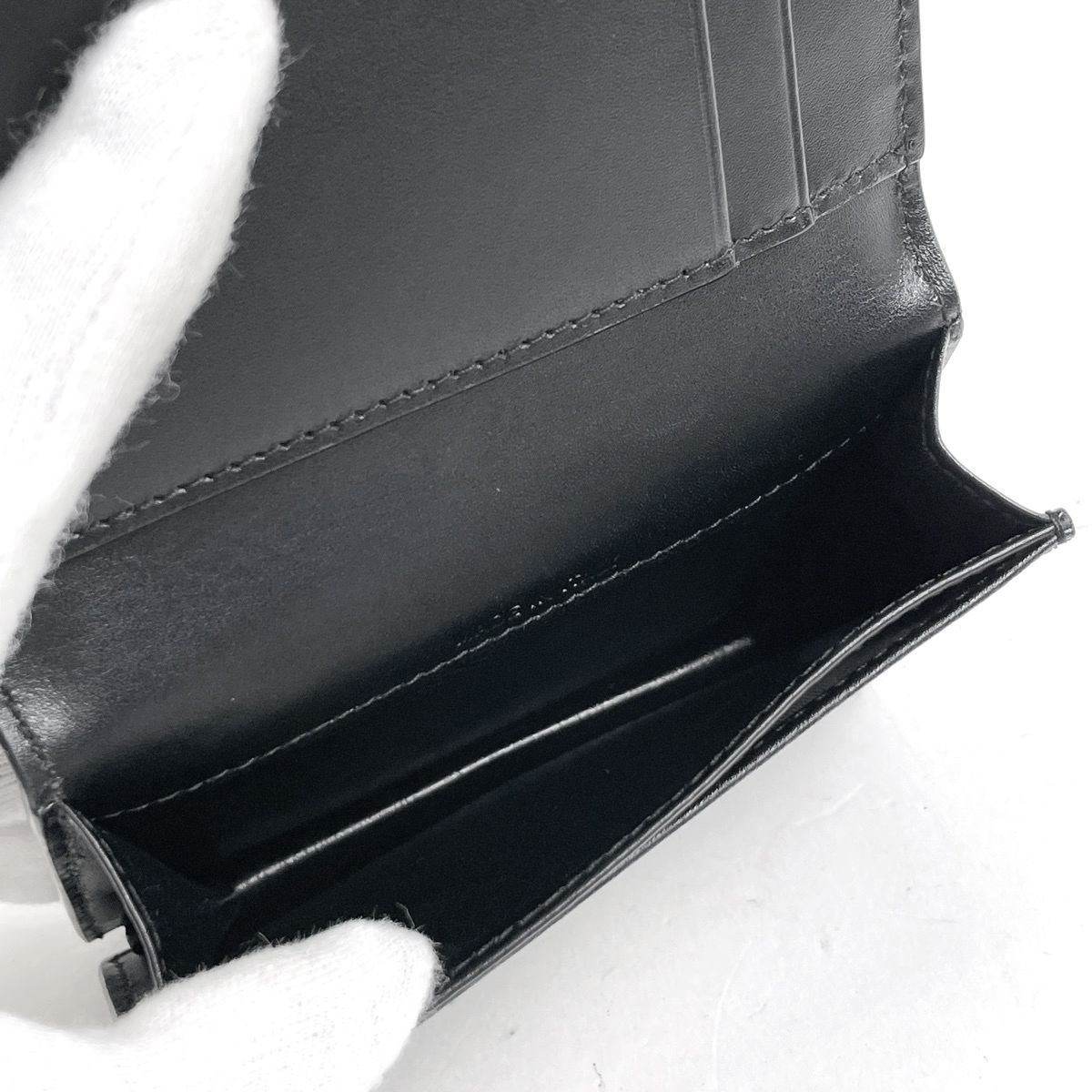 Saint Laurent Paris Logo Card Case Business Holder Leather Black — view 6