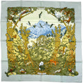 Hermes Carre 90 Sichuan Scarf Silk Light Gray Multicolor