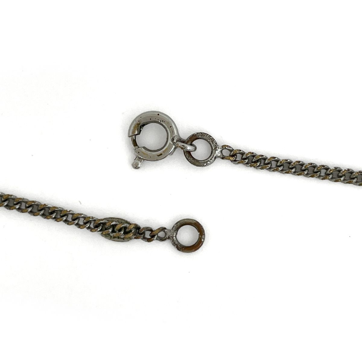 Chanel CC Logo Rhinestone Necklace Silver Plated — view 3