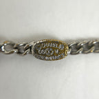 Chanel CC Logo Rhinestone Necklace Silver Plated — view 6