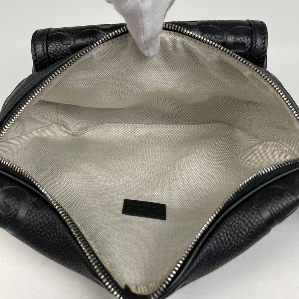 Gucci Jumbo GG Belt Bag Waist Pouch Pattern Leather Black — view 6