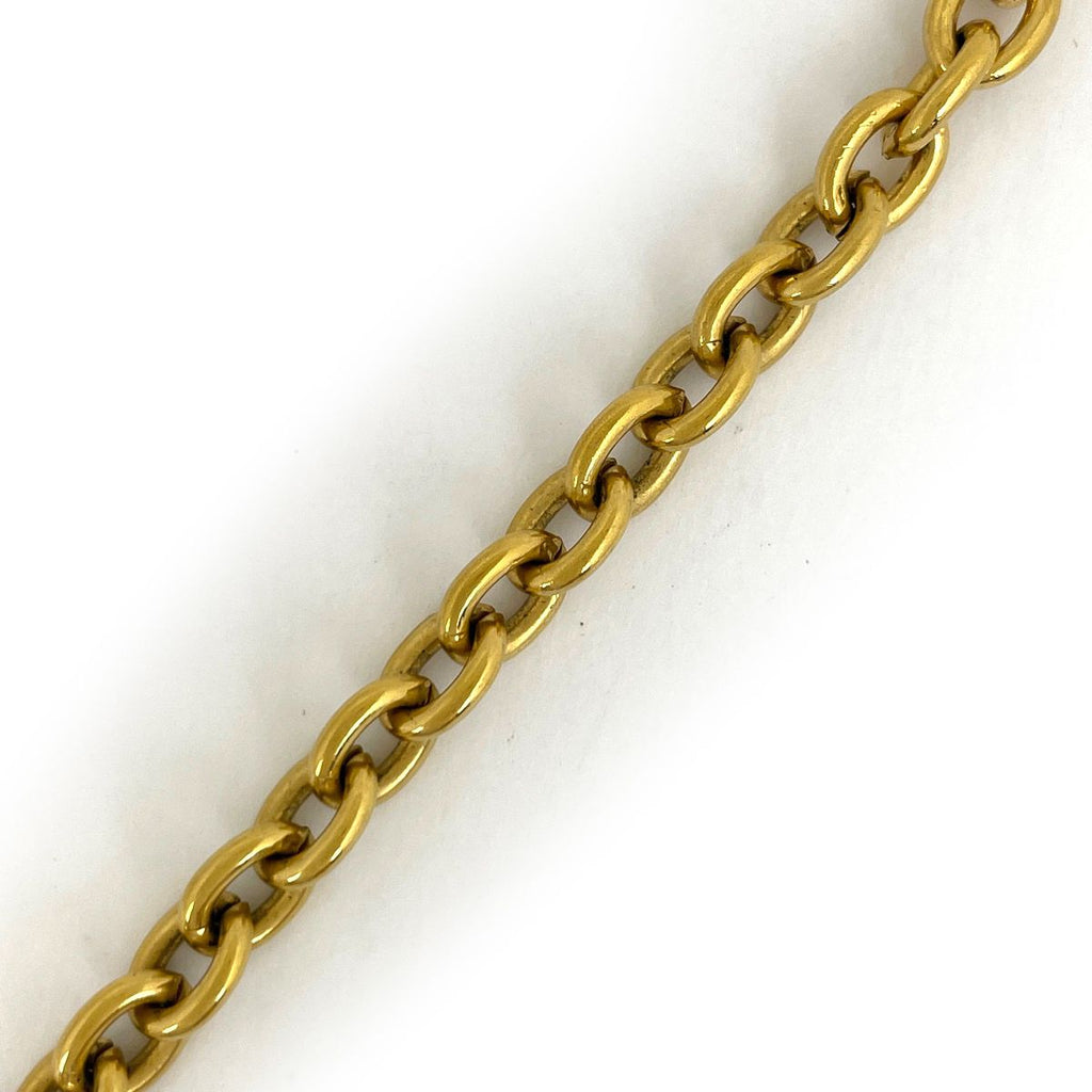 Chanel CC Logo Color Stone Necklace Gold Plated Green — view 4