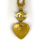Chanel CC Logo Color Stone Necklace Gold Plated Green — view 2