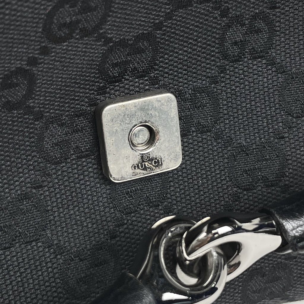 Gucci Horsebit Chain Shoulder Bag GG Pattern Canvas Black — view 4