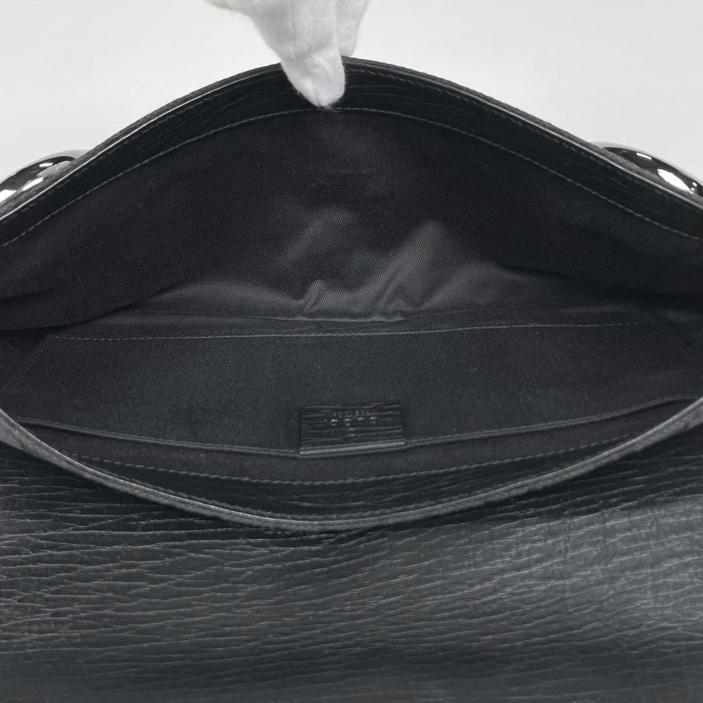 Gucci Horsebit Chain Shoulder Bag GG Pattern Canvas Black — view 6
