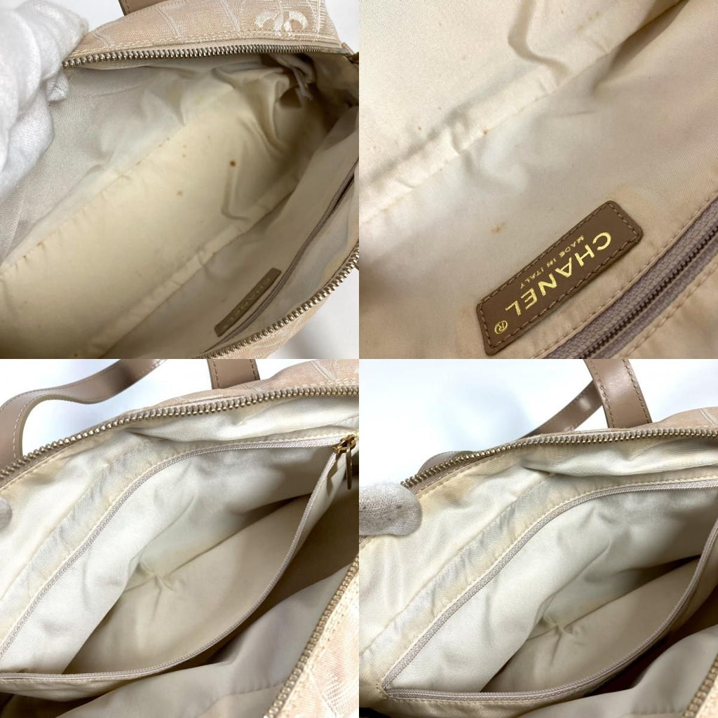 Chanel Boston Bag New Travel Line Leather Nylon Beige — view 8