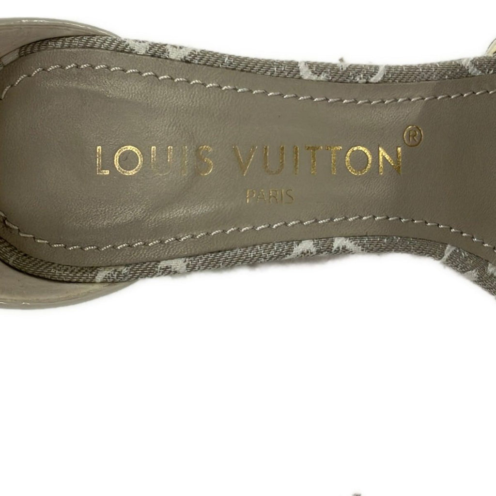 Louis Vuitton Sandals 36 Silhouette Line Gray Ivory Monogram Leather — view 5