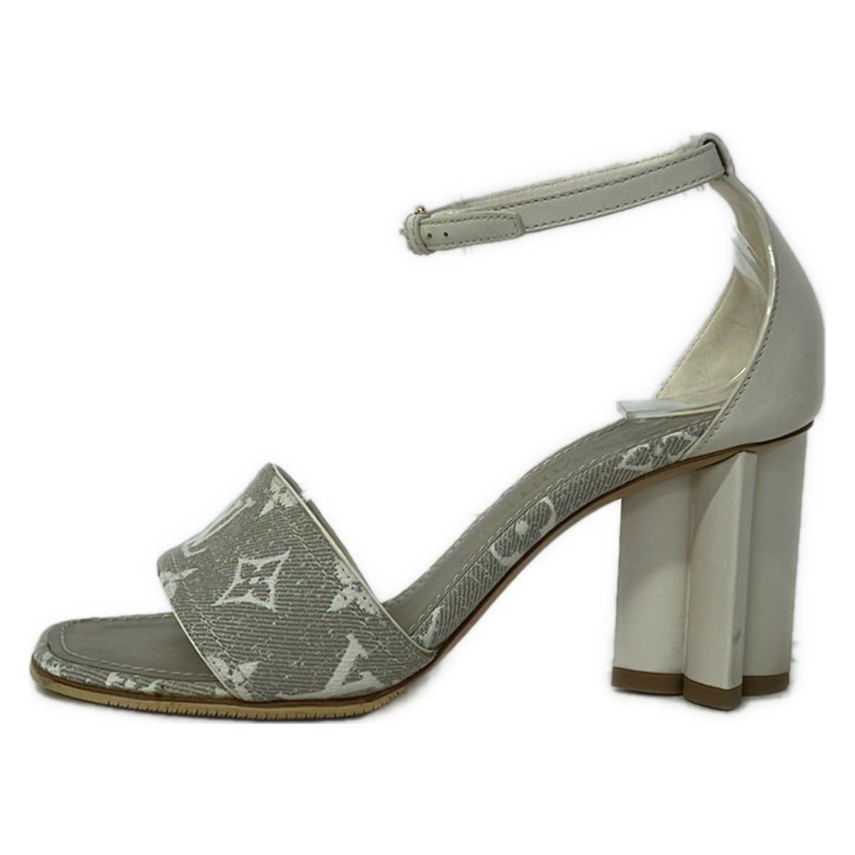 Louis Vuitton Sandals 36 Silhouette Line Gray Ivory Monogram Leather