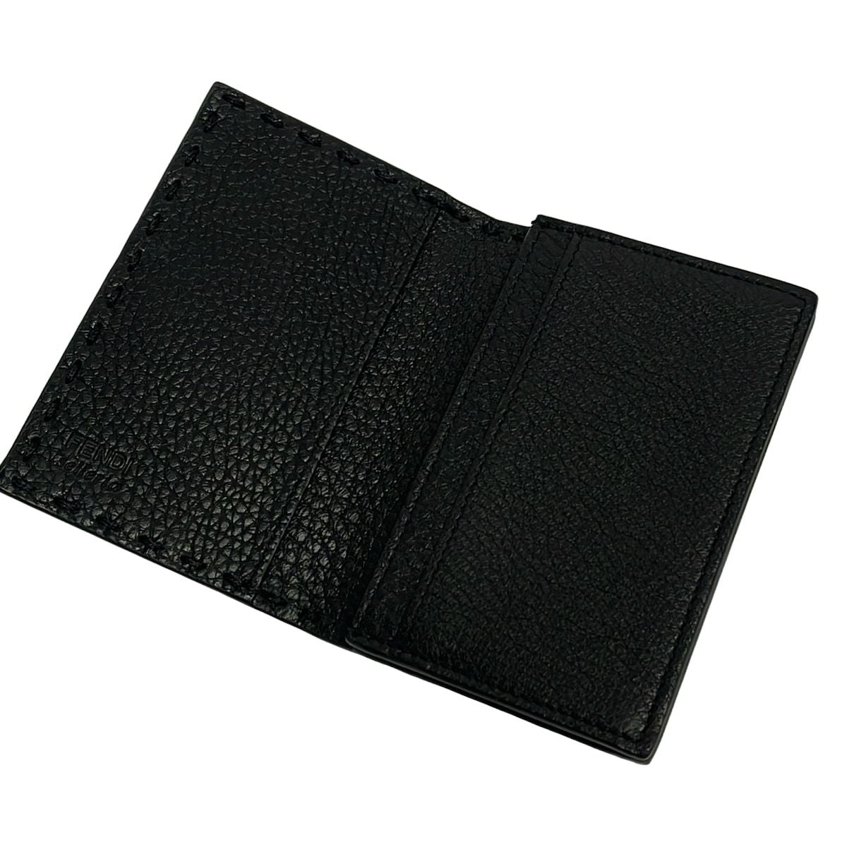 Fendi Business Card Holder Black Leather — view 3