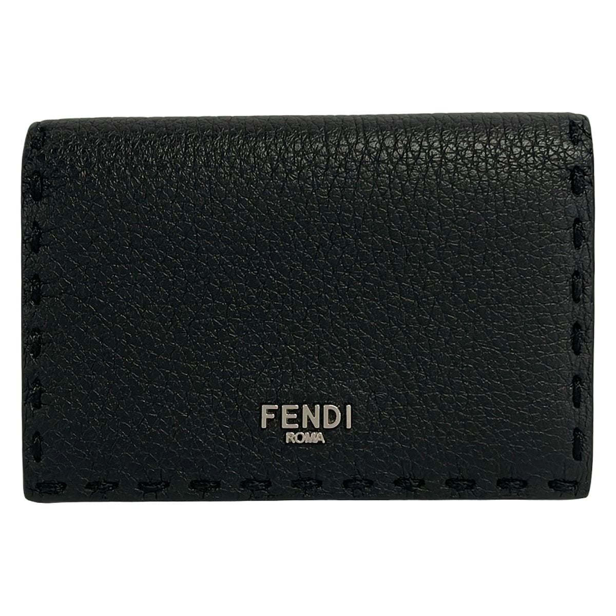 Fendi Business Card Holder Black Leather