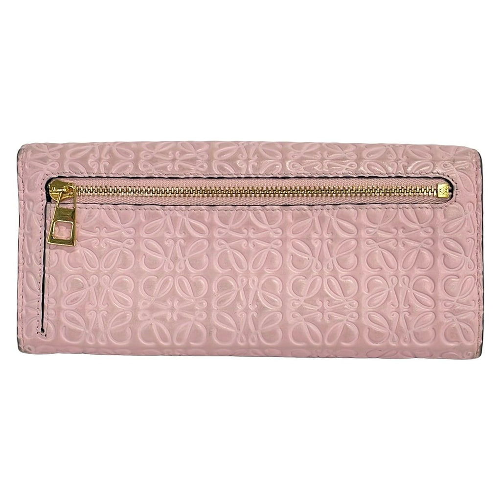Loewe Wallet Repeat Anagram Continental Pink Embossed Leather — view 2