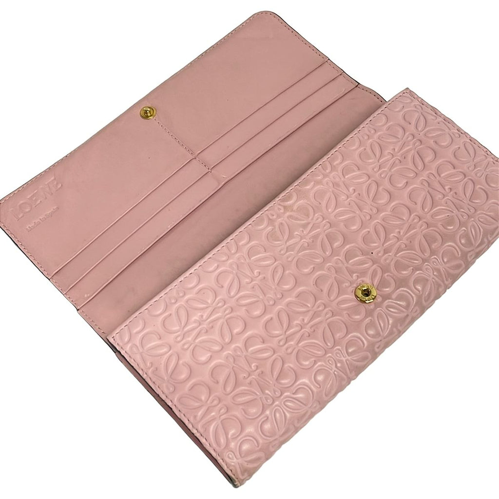 Loewe Wallet Repeat Anagram Continental Pink Embossed Leather — view 3