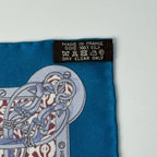Hermes Carre 45 Blue Mors Et Gourmettes Vichy Scarf — view 3