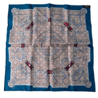 Hermes Carre 45 Blue Mors Et Gourmettes Vichy Scarf — view 2