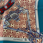 Hermes Carre 45 Blue Mors Et Gourmettes Vichy Scarf — view 5