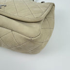 Chanel CC Logo Quilted Chain Shoulder Bag Leather Beige Silver Vintage — view 8