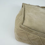 Chanel CC Logo Quilted Chain Shoulder Bag Leather Beige Silver Vintage — view 9