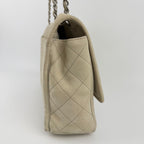 Chanel CC Logo Quilted Chain Shoulder Bag Leather Beige Silver Vintage — view 5