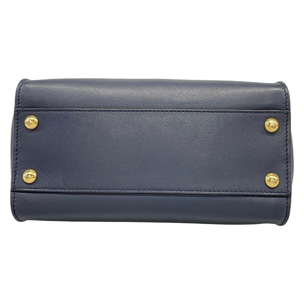Fendi Handbag Peekaboo Iconic Small Dark Navy Inside Zucca Pattern Leather — view 5