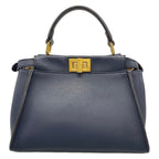 Fendi Handbag Peekaboo Iconic Small Dark Navy Inside Zucca Pattern Leather — view 3