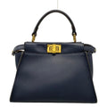 Fendi Handbag Peekaboo Iconic Small Dark Navy Inside Zucca Pattern Leather