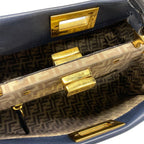 Fendi Handbag Peekaboo Iconic Small Dark Navy Inside Zucca Pattern Leather — view 7