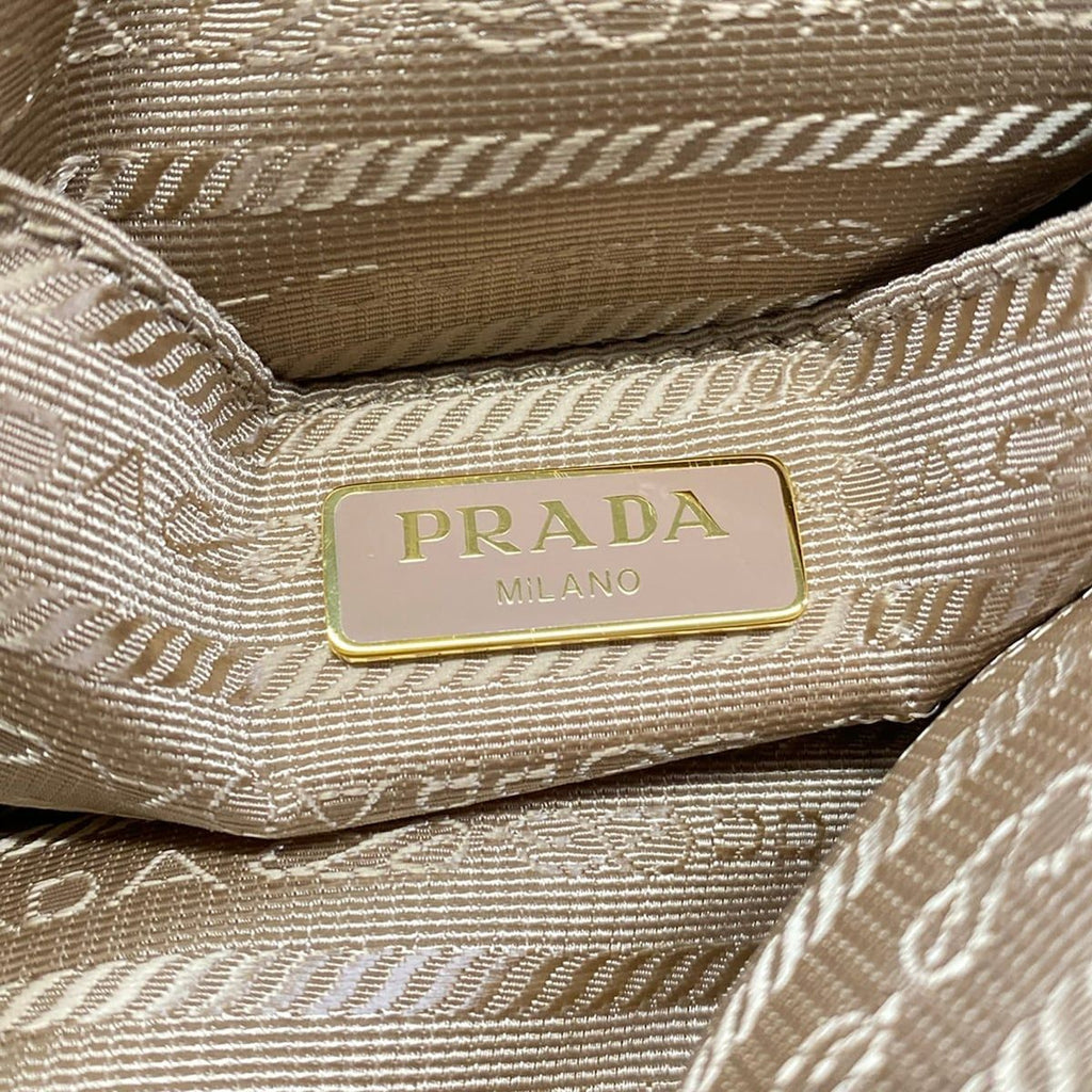 Prada Shoulder Bag Leather Light Pink Gold Strap Removable — view 9
