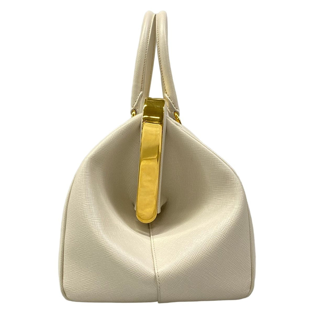 Prada Handbag Ivory Kiss Lock Leather — view 2
