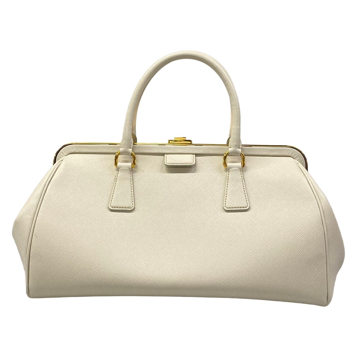 Prada Handbag Ivory Kiss Lock Leather — view 3