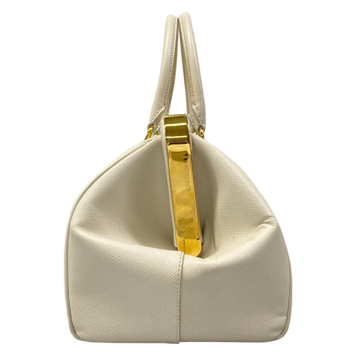 Prada Handbag Ivory Kiss Lock Leather — view 4
