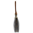 Louis Vuitton Monogram Pochette Handbag Pouch Case Brown Leather Gold — view 3