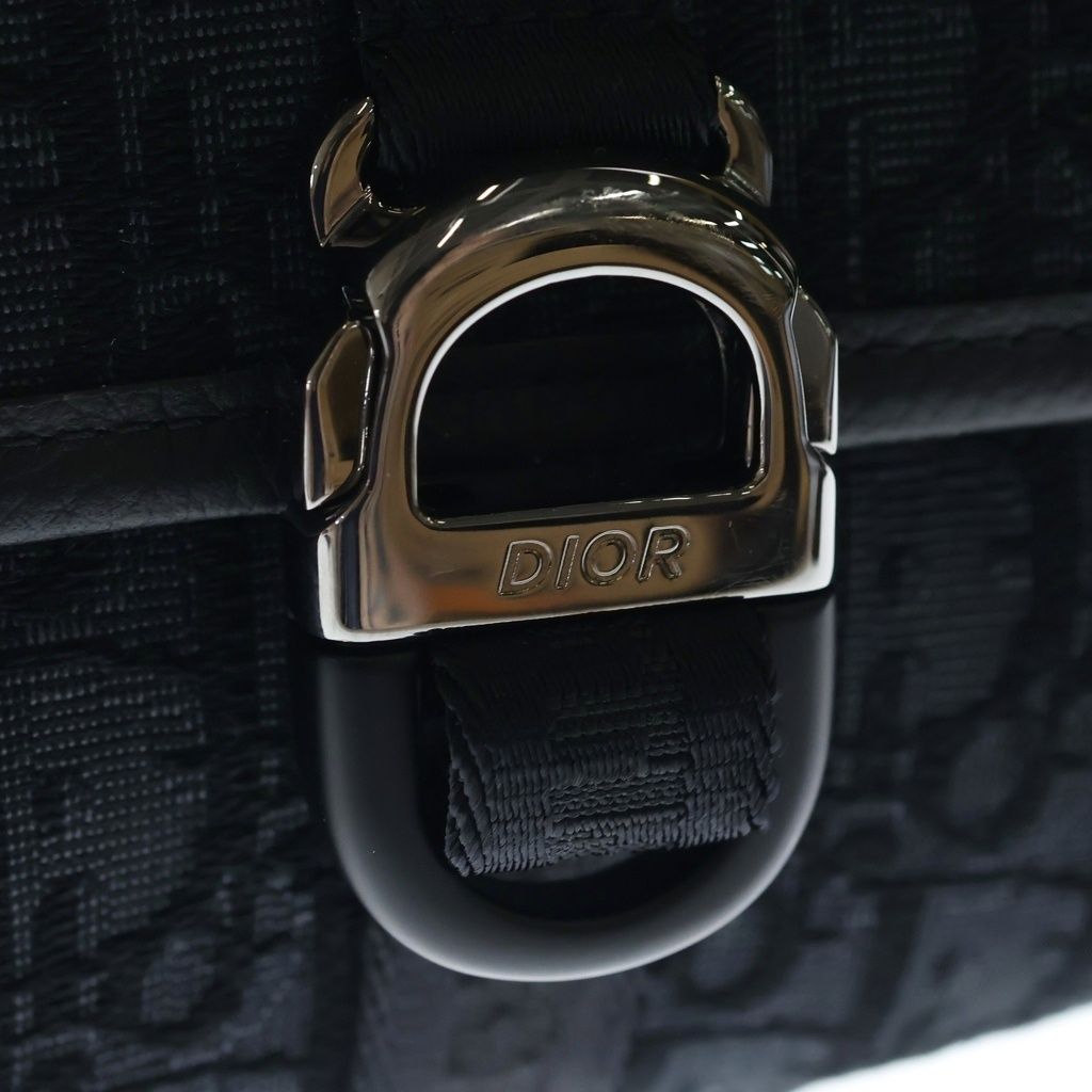 Dior Waist Bag Black Leather Canvas Silver — view 6