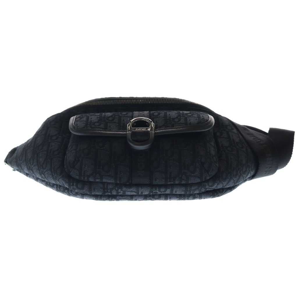 Dior Waist Bag Black Leather Canvas Silver — view 4