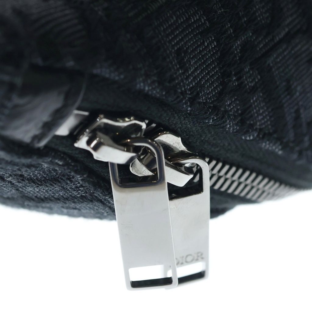 Dior Waist Bag Black Leather Canvas Silver — view 7