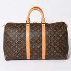 Louis Vuitton Monogram Keepall 45 Boston Bag Vachetta Leather Brown Gold