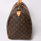 Louis Vuitton Monogram Keepall 45 Boston Bag Vachetta Leather Brown Gold — view 4