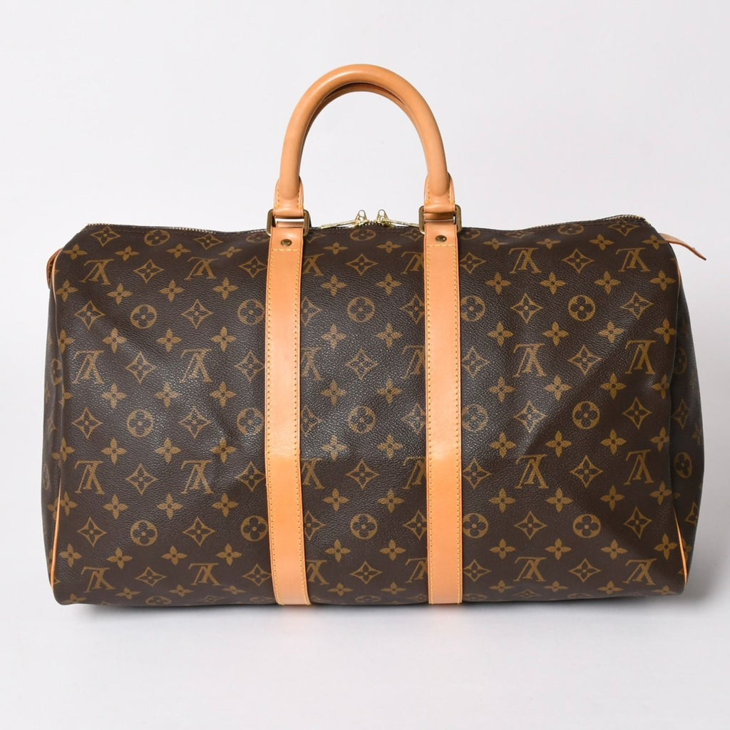 Louis Vuitton Monogram Keepall 45 Boston Bag Vachetta Leather Brown Gold — view 2