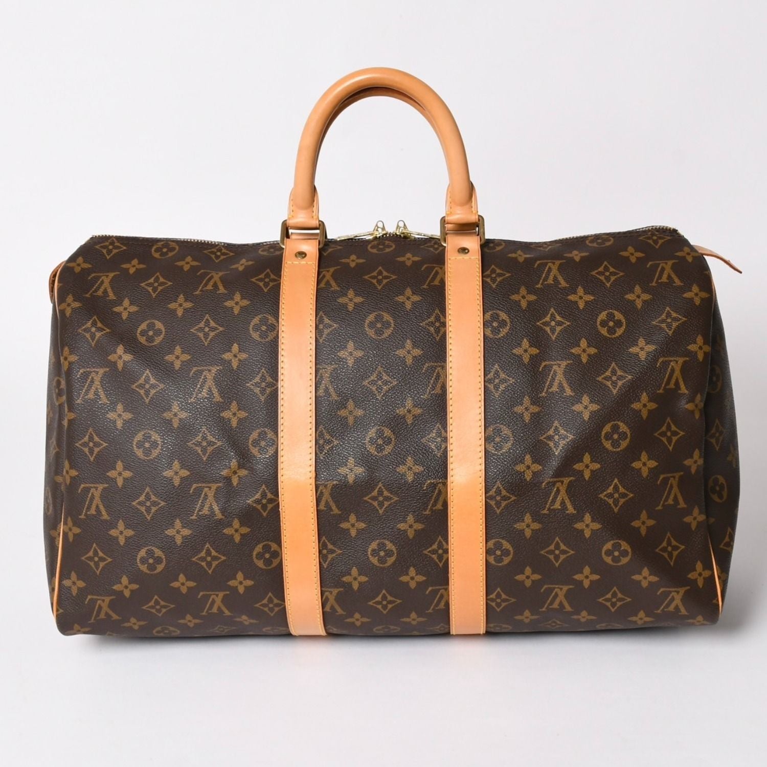 Louis Vuitton Monogram Keepall 45 Boston Bag Vachetta Leather Brown Gold — view 2