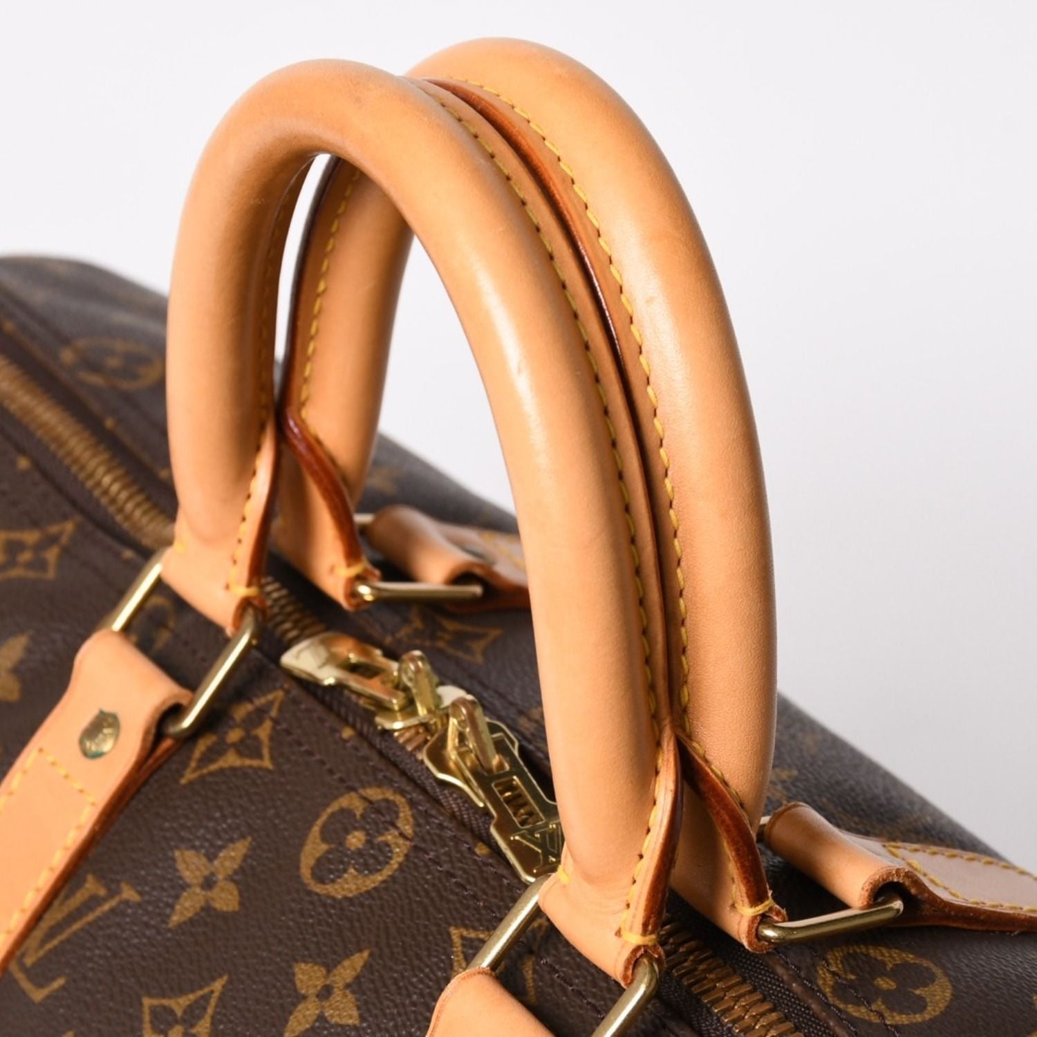 Louis Vuitton Monogram Keepall 45 Boston Bag Vachetta Leather Brown Gold — view 7